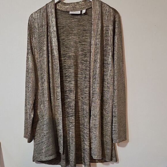 Susan Graver Silver Cardigan Sweater - Picture 1 of 5